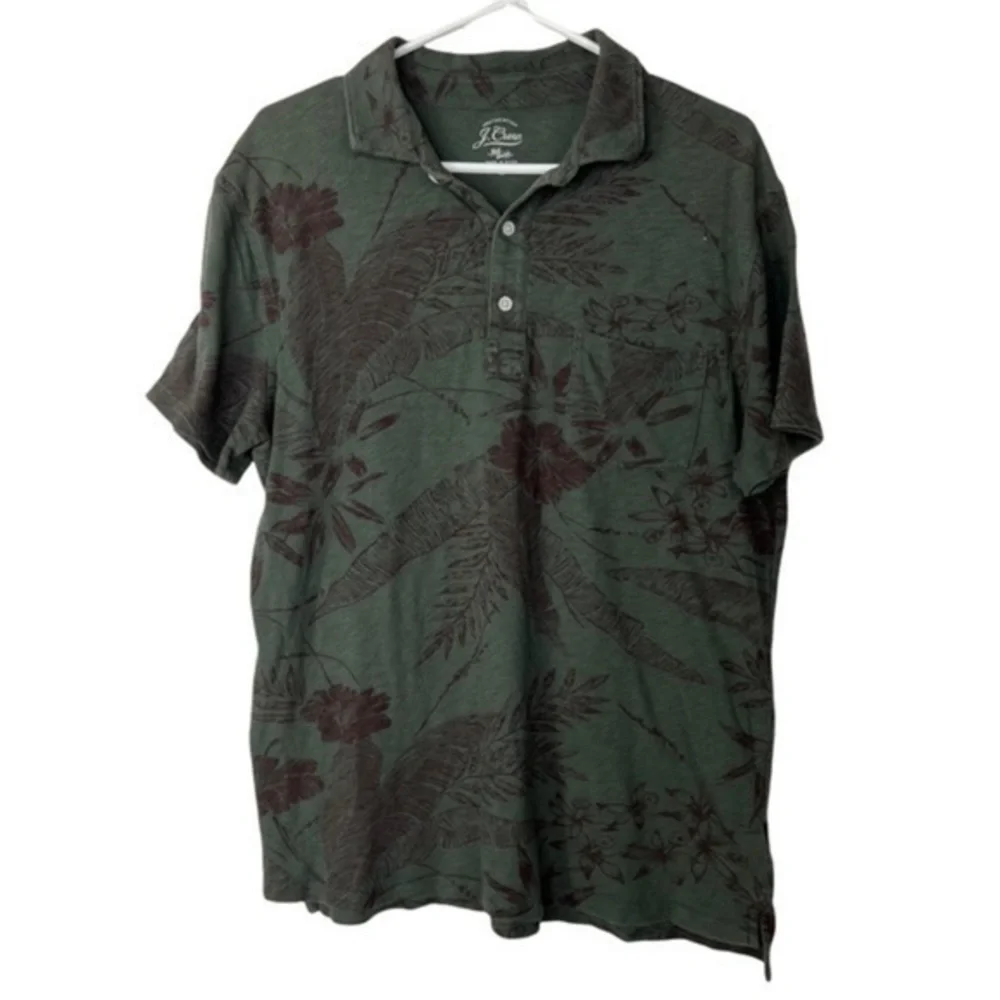 J.Crew Men Top Shirt Pullover Green floral Sz M